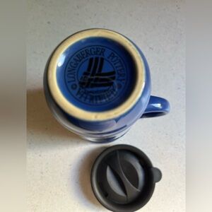 Longaberger Pottery Cornflower Travel Mug with Lid